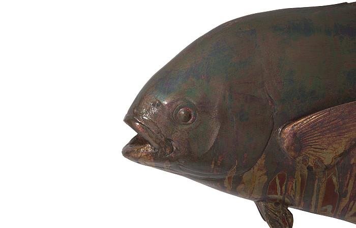 Permit Fish Wall Sculpture, Resin, Copper Patina Finish