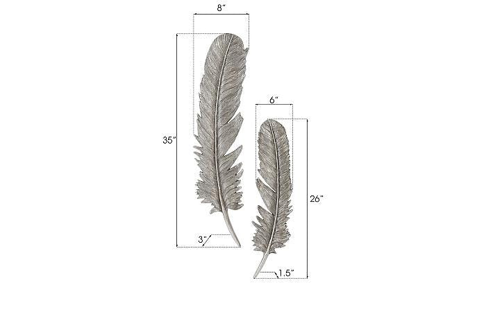 Feathers Wall Art, Large, Silver Leaf, Set of 2