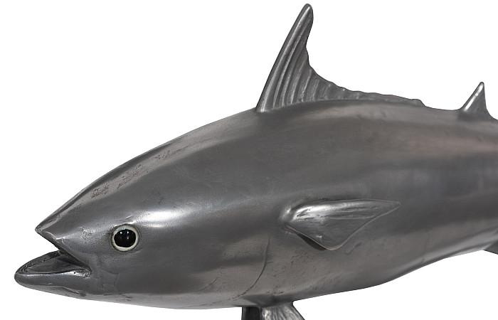 Mackerel Fish Wall Sculpture, Resin, Polished Aluminum Finish