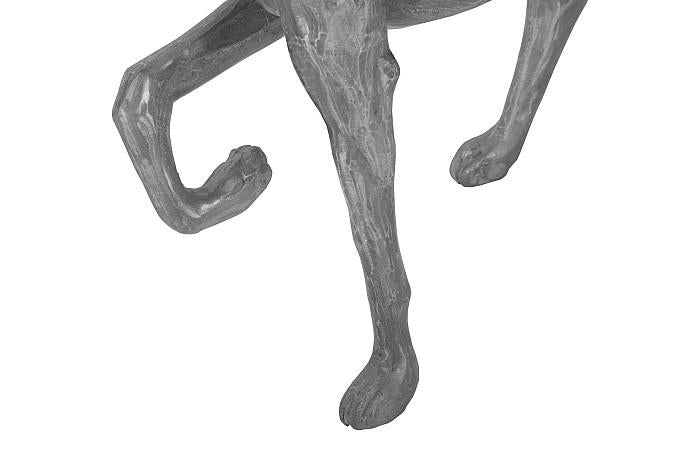 Prancing Dog Sculpture, Black/Silver, Aluminum