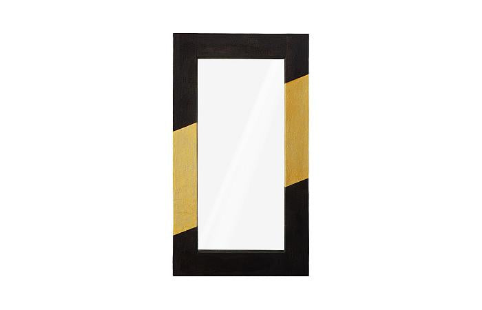 Scorched Mirror, Rectangle, Black and Gold Leaf