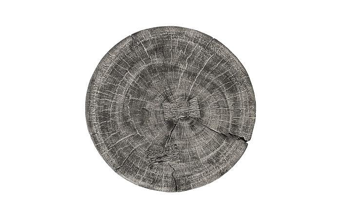 Curved Wood Stool, Thin, Gray Stone