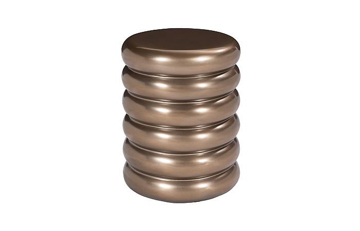 Ribbed Stool, Polished Bronze