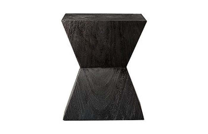 Suar Wood Double Trapezoid Stool, Ebony