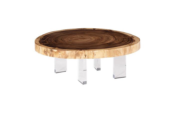 Floating Coffee Table with Acrylic Legs, Natural, Size Varies