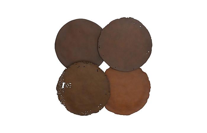Cast Oil Drum Wall Discs, Resin, Rust Finish, Set of 4