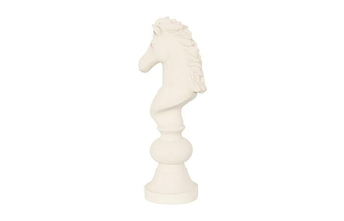 Knight Chess Sculpture, Cast Stone White, Small