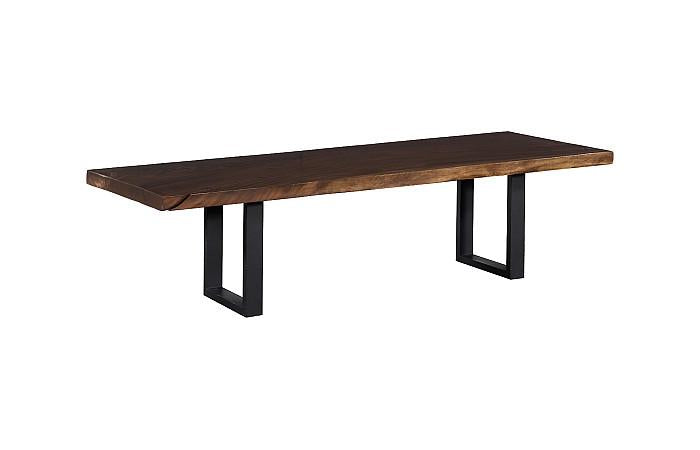 Straight Edge Dining Table, Perfect Brown, Satin Black Legs