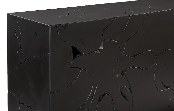 Teak Slice Console Table, Black