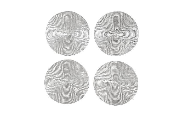 Ripple Wall Disc, Set of 4, Resin, LG, Silver Leaf with Antiquing