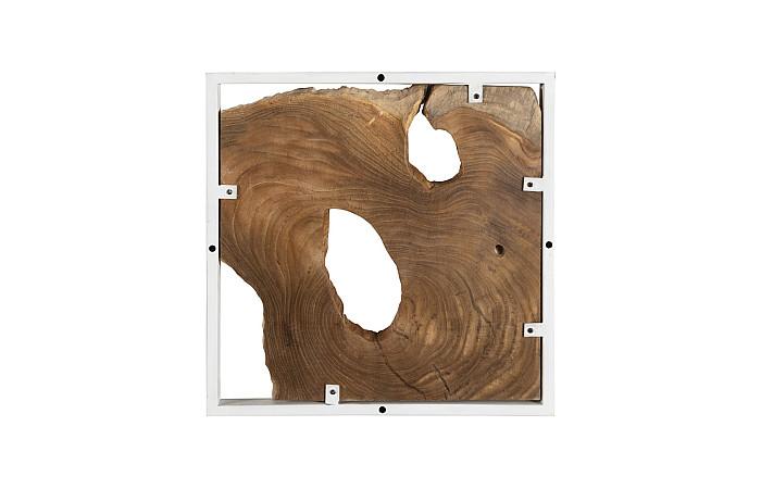 Framed Slice Wall Tile, Teak Wood, White Frame