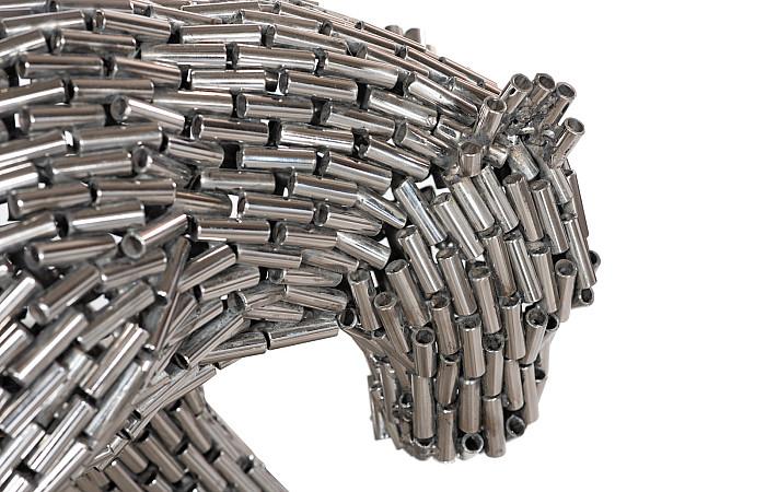 Panther Pipe Sculpture, Walking, Stainless Steel, Small