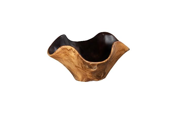 Teak Wood Bowl, Black And Natural