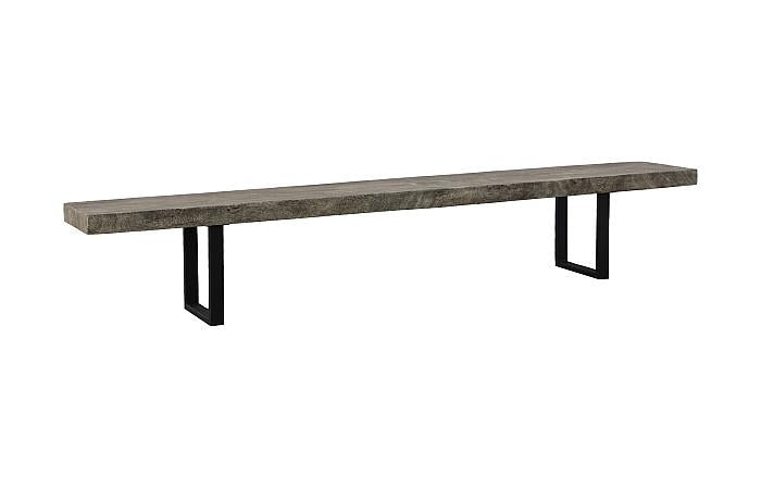 Origins Straight Edge Bench, Gray Stone, Satin Black Legs