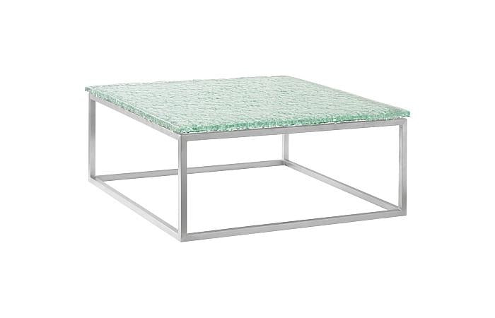 Bubble Glass Coffee Table, Stainless Steel Base