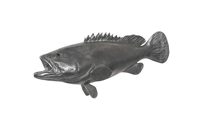 Estuary Cod Fish Wall Sculpture, Resin, Polished Aluminum Finish