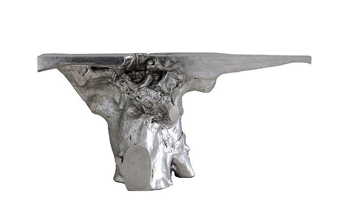 Crown Console Table, Silver Leaf