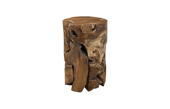 Teak Chunk Side Table, Round