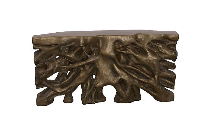 Square Root Console Table, Resin, Antique Bronze Finish