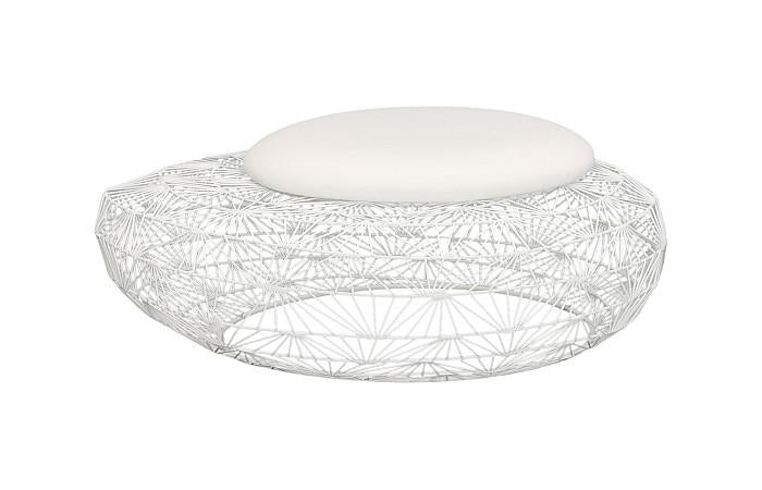 Wire Mesh Stone Stool with Cushion, LG