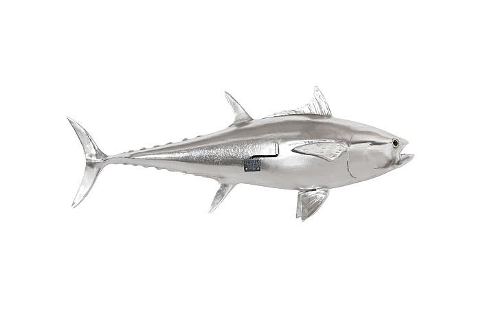 Bluefin Tuna Fish Wall Sculpture, Resin, Silver Leaf