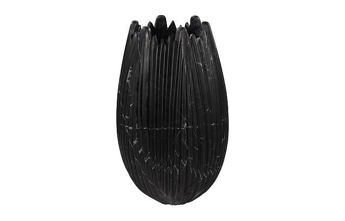 Marble Cocoon Vase, Black, Large