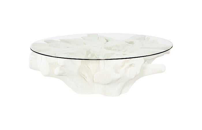 Sono Cast Root Coffee Table, With Glass, Roman Stone