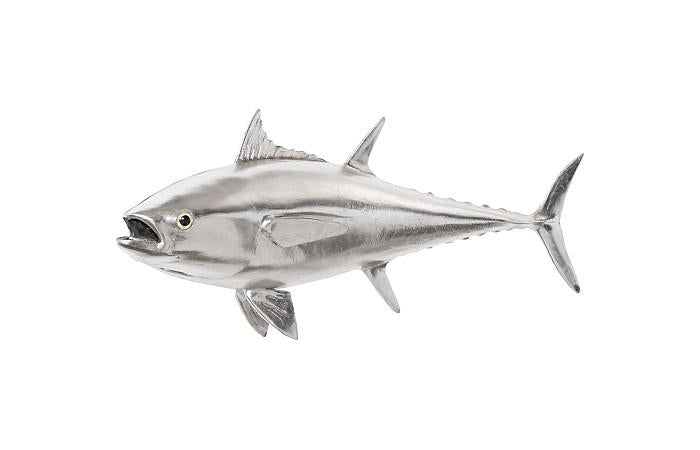 Bluefin Tuna Fish Wall Sculpture, Resin, Silver Leaf