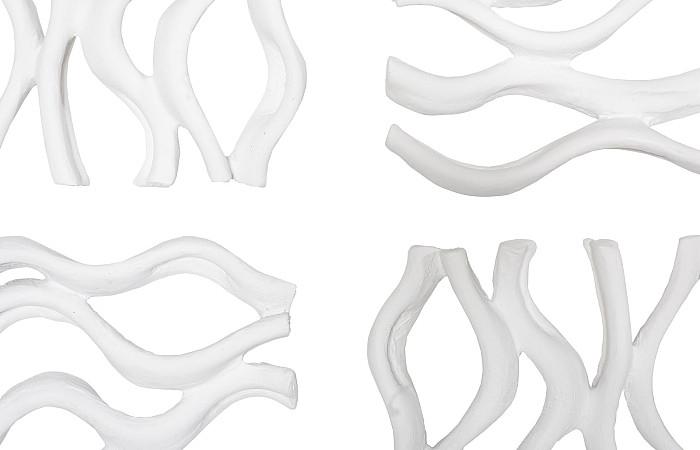 Vine Wall Tile, Matte White, Set of 4