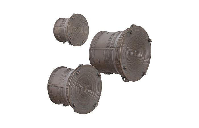 Laotian Rain Drums, Set of 3, Bronze