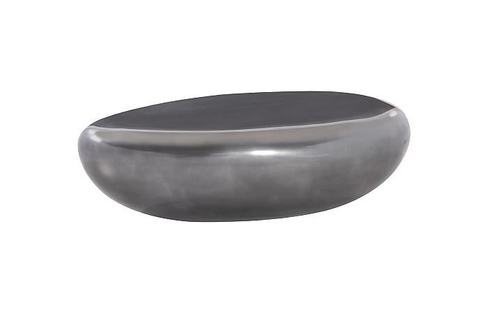 River Stone Coffee Table, Polished Aluminum, Large