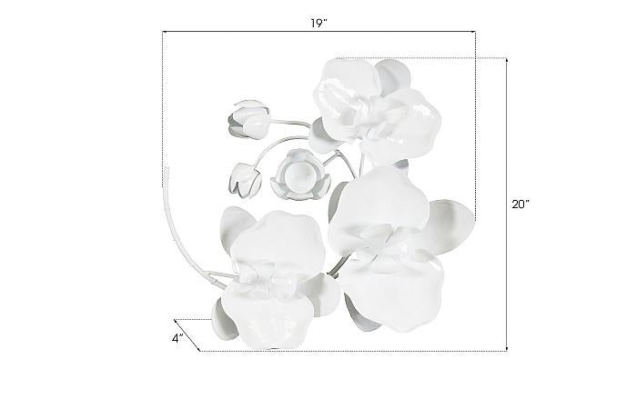 Orchid Sprig Wall Art, Small, Metal, White