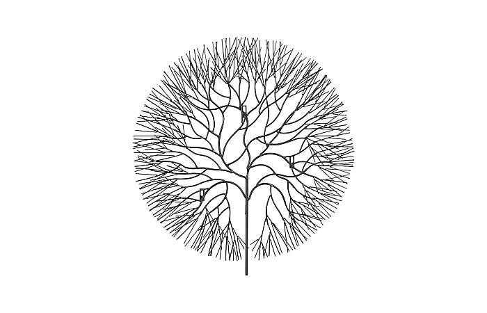 Wire Tree Wall Art, Large, Circle, Metal, Black