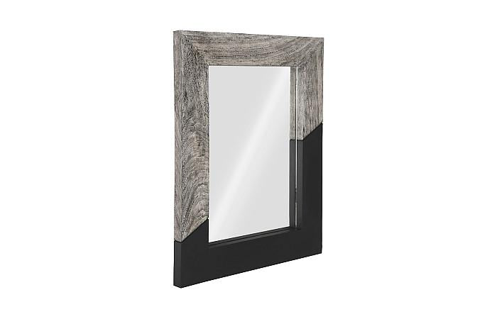 Geometry Wood Mirror, Gray Stone, Black