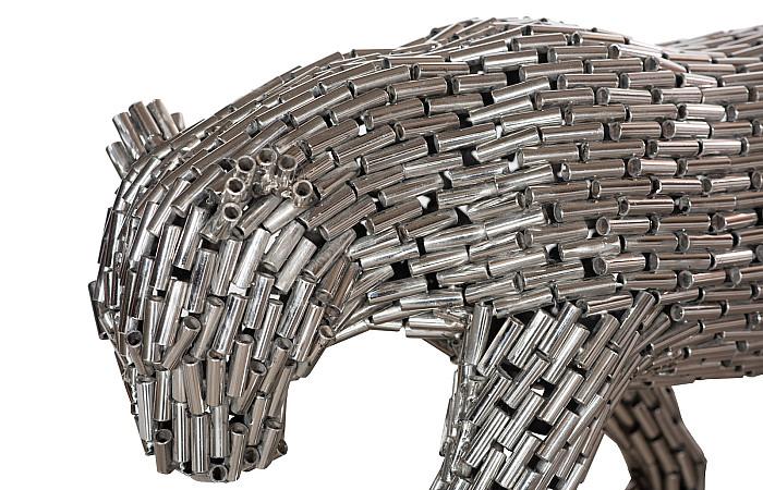 Panther Pipe Sculpture, Walking, Stainless Steel, Small