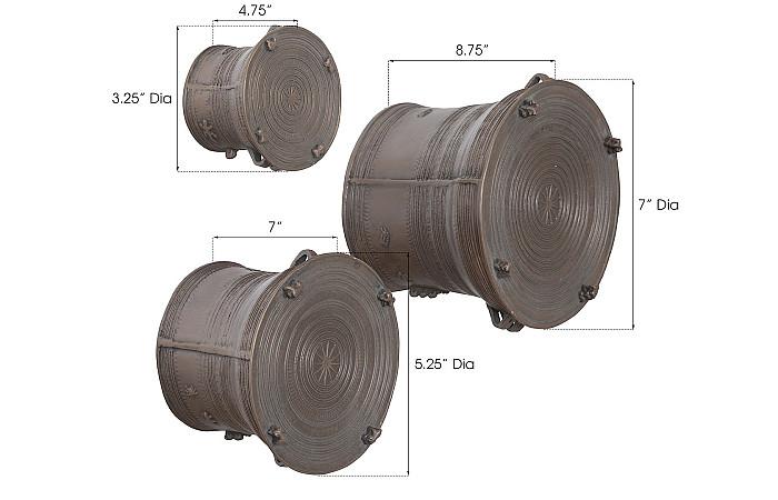 Laotian Rain Drums, Set of 3, Bronze