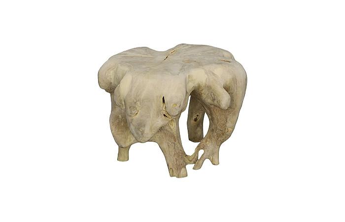 Teak Wood Coffee Table, Bleached, Round