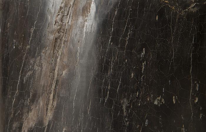 Petrified Wood Stool, Polished, Black , 18"- 22" x 17"-19"h, Assorted