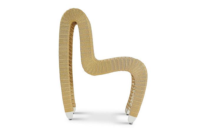 Seat Belt Dining Chair, Gold, Metallic