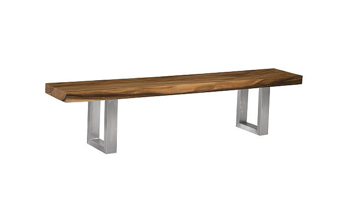 Origins Straight Edge Bench, Brushed Stainless Legs